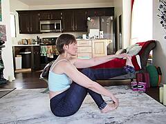 Mommy's yoga lesson with a cute friend