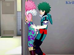 Mina Ashido and Momo Yaoyorozu join Izuku Midoriya for intense threesome in My Hero Academia hentai